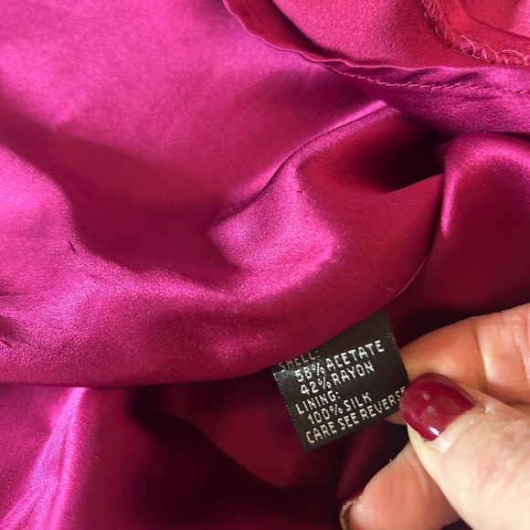 Carmen Marc Valvo VTG Bergdorf Goodman Magenta Satin Cocktail Slip Dress Sz 6 - Picture 8 of 10
